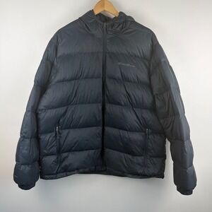 Eddie Bauer‎ Mens Wide Channel Hooded Down Jacket Navy Blue 650 Fill XXL 1526048